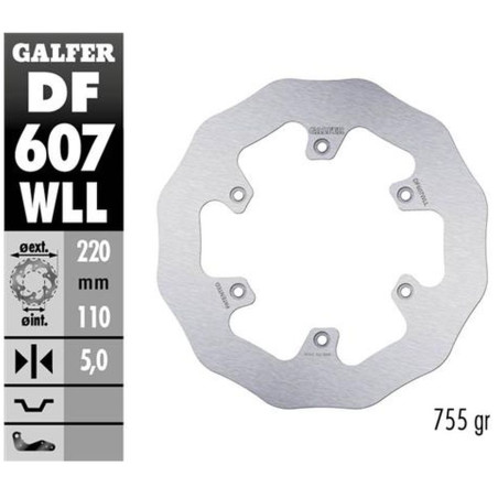 GALFER stabdžių diskas galas KTM SX / EXC / LC4 HUSABERG,HUSQVARNA,GAS GAS WAVE (220X110X5mm)