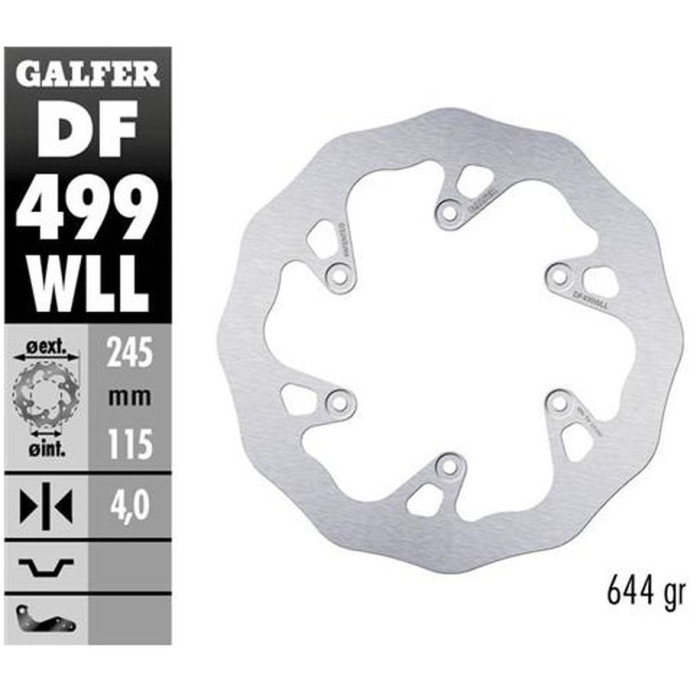 GALFER brake disc rear YAMAHA YZ 125 / 250 '02-'17, YZF / WRF 250 / 426 / 450 '02-'15 WAVE (245X115X4mm)