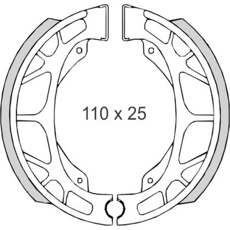 BRENTA būgninių stabdžių kaladėlės DAELIM / HONDA / KYMCO / PEUGEOT / SYM (110x25mm) (FT 01200)