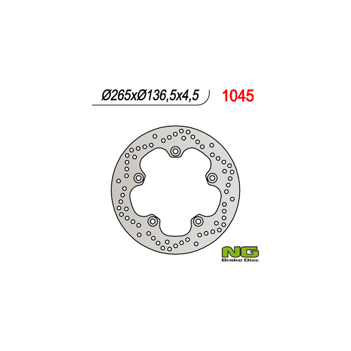 NG brake disc rear BMW F 650GS 800 / K1200 / R1200 (265X136X4.5) (5X10mm)