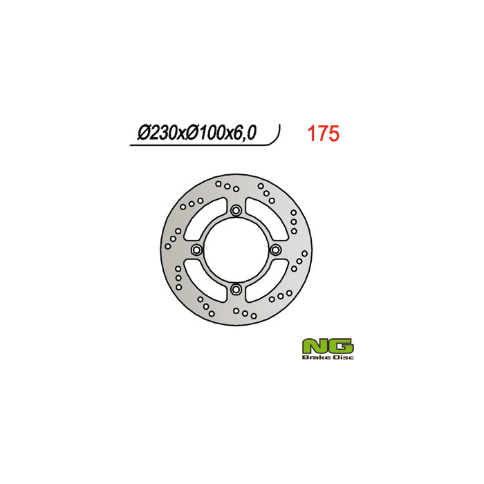NG brake disc rear KAWASAKI ZEPHYR 750 92-97, ZZR600 '90-'92 (4X10,25) (230x100x6)
