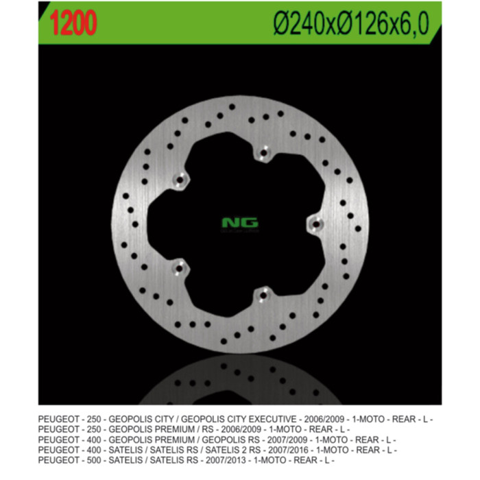 NG brake disc rear PEUGEOT 250 / 400 / 500 (240X126X60) (5X6,5mm)