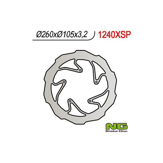 NG brake disc front BMW G 450X '08-'11 (260X105X3,2) WAVE (5X6,00mm)