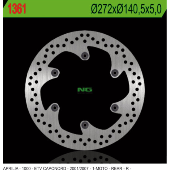 NG brake disc rear APRILIA ETV 1000 CAPONORD '01-'07 (272X140,5X5) (6X8,5mm)