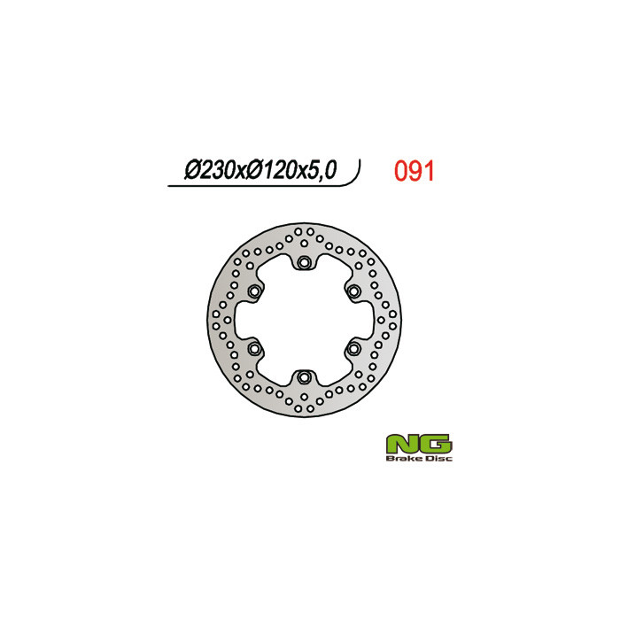 NG brake disc rear KAWASAKI KLR 650 '90-'07, KLE 500 '91-'07 (230X120X5) (6X10,5mm)
