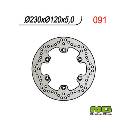 NG stabdžių diskas galas KAWASAKI KLR 650 '90-'07, KLE 500 '91-'07 (230X120X5) (6X10,5mm)