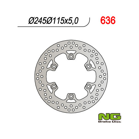 NG stabdžių diskas galas YAMAHA FZS / FZR / XJ600 / XT660 / YZF 600 THUNDERCAT (245x115x5) (6X8,5mm)