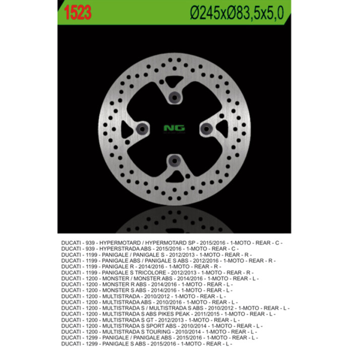 NG brake disc rear DUCATI MULTISTRADA 1200 10-16, MONSTER 1200 14-16, HYPERMOTORAD