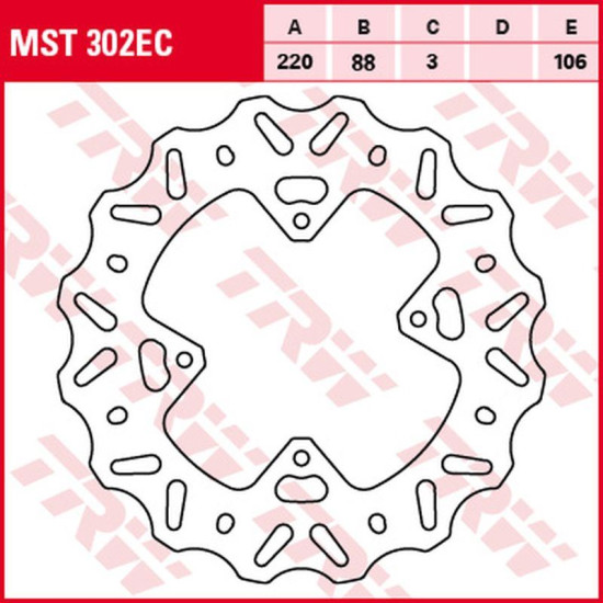 TRW LUCAS ZF brake disc front HONDA CR 80R '96-'02, CR 85R '03-'08, CRF 150R '07-'15 (220X88X3mm) WAVE