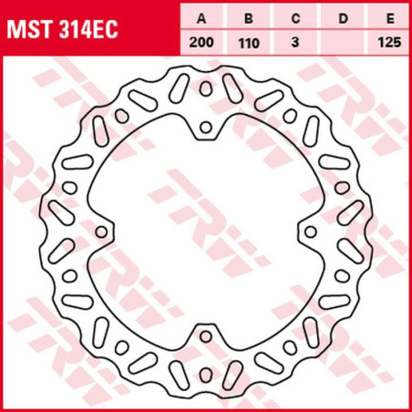 TRW LUCAS ZF brake disc rear KTM SX 85 '03-'10 (200X110X3mm) WAVE