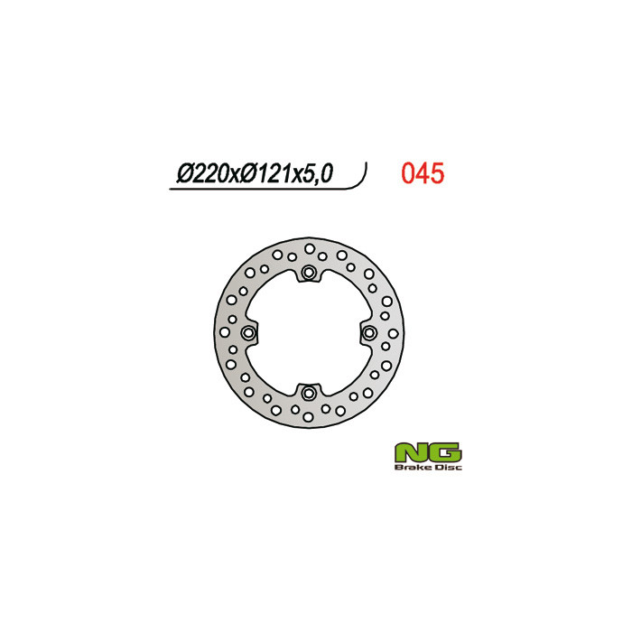 NG brake disc rear HONDA CR 125 / 250 / 500 '89-'97, CRE 250SM '89-96, (220X121X5mm) (4X10,5mm)