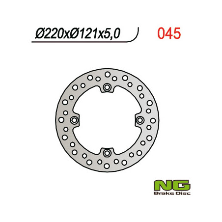 NG stabdžių diskas galas HONDA CR 125 / 250 / 500 '89-'97, CRE 250SM '89-96, (220X121X5mm) (4X10,5mm)