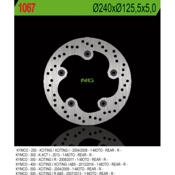 NG brake disc rear KYMCO XCITING 250 / 300 / 500 (240X125.5X5) (5X10.5mm)