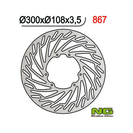 NG stabdžių diskas priekis DERBI 50 / 125, APRILIA 50 / 125, RIEJU 50 SMX (300x108x3,5)