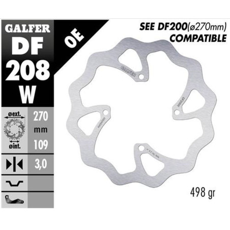 GALFER stabdžių diskas priekis KAWASAKI KX 250F / 450F '15-, KX 250X / 450X '21- WAVE (270X109X3mm)