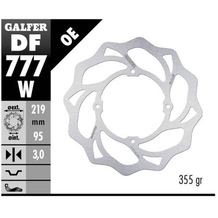GALFER brake disc front KTM XC 105 '07-, SX 150 '15-'18, SX 85 '07-'20, HUSQVARNA TC 85 '14-'20 WAVE (219X95X3mm)