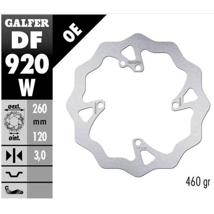 GALFER brake disc front SHERCO SE / SEF 250 / 300 / 450 '14-, (ONLY WITH WP AND KAYABA SUSPENSIONS) WAVE (260X120X3mm)