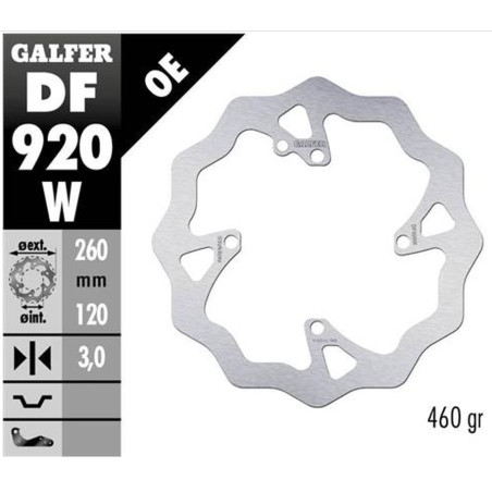 GALFER brake disc front SHERCO SE / SEF 250 / 300 / 450 '14-, (ONLY WITH WP AND KAYABA SUSPENSIONS) WAVE (260X120X3mm)