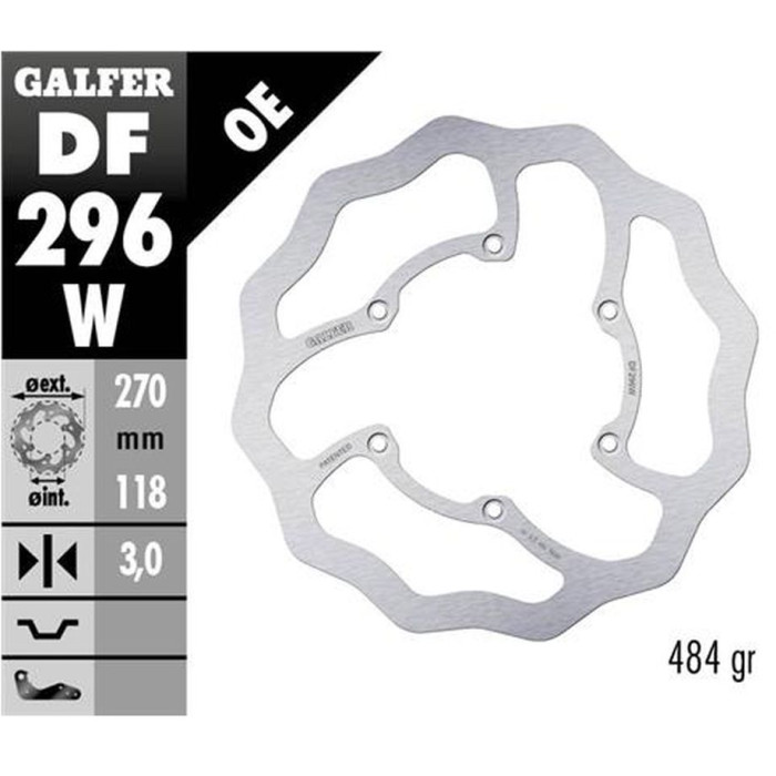 GALFER brake disc front YAMAHA WR 250F '17-, WR 450F '20-, YZ 125 / 250 '22-, YZ 250F / 450F '20 WAVE (270X118X3mm)