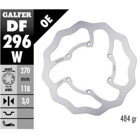 GALFER brake disc front YAMAHA WR 250F '17-, WR 450F '20-, YZ 125 / 250 '22-, YZ 250F / 450F '20 WAVE (270X118X3mm)