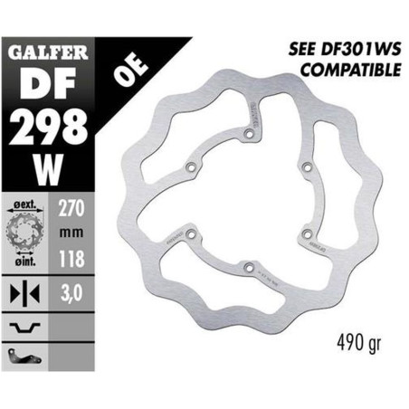 GALFER stabdžių diskas priekis YAMAHA WR 450F '16-'19, YZ 125 / 250 '18-'21, YZ 250F / 450F '16-'20 WAVE (270X118X3mm)