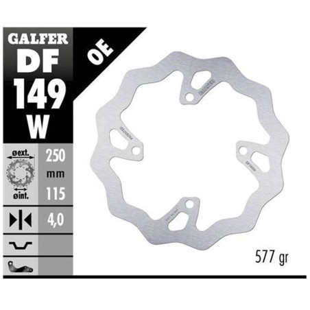 GALFER stabdžių diskas galas KAWASAKI KX 250F / X '20-, KX 450F '19- WAVE (250X115X4mm)