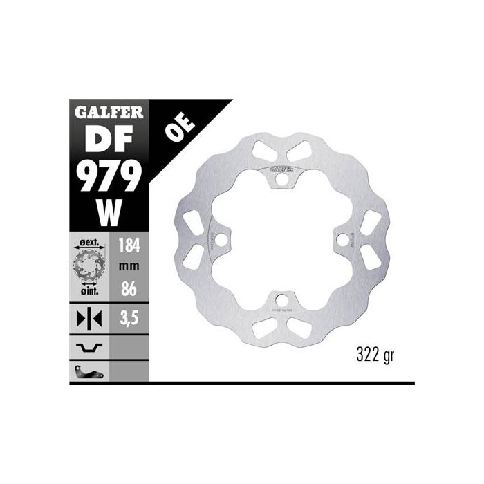 GALFER brake disc rear YAMAHA YXR 700 RHINO '08- WAVE (184X86X3,5mm)