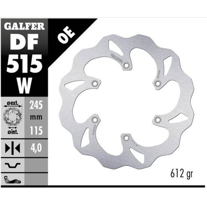 GALFER brake disc rear YAMAHA YZ 125 '18-'22, YZ 250F / 450F '18-'20 WAVE (245X115X4mm)