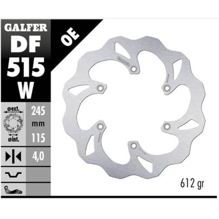 GALFER stabdžių diskas galas YAMAHA YZ 125 '18-'22, YZ 250F / 450F '18-'20 WAVE (245X115X4mm)