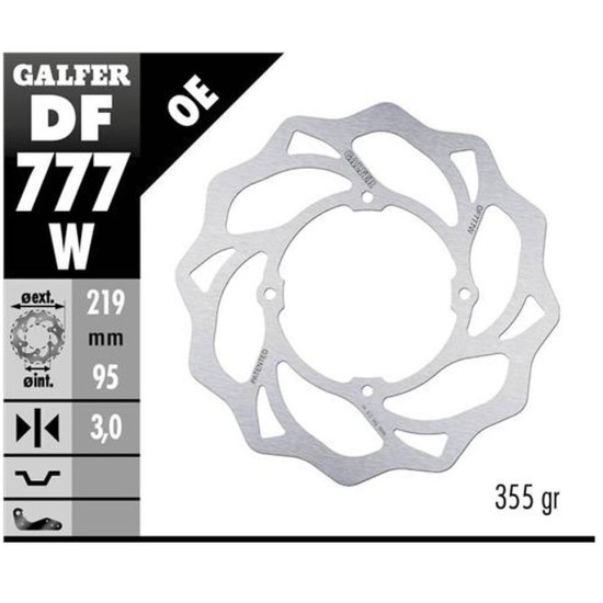 GALFER brake disc front KTM XC 105 '07-, SX 150 '15-'18, SX 85 '07-'20, HUSQVARNA TC 85 '14-'20 WAVE (219X95X3mm)