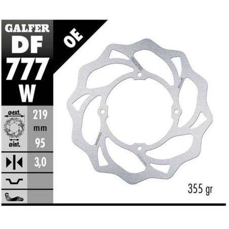GALFER brake disc front KTM XC 105 '07-, SX 150 '15-'18, SX 85 '07-'20, HUSQVARNA TC 85 '14-'20 WAVE (219X95X3mm)