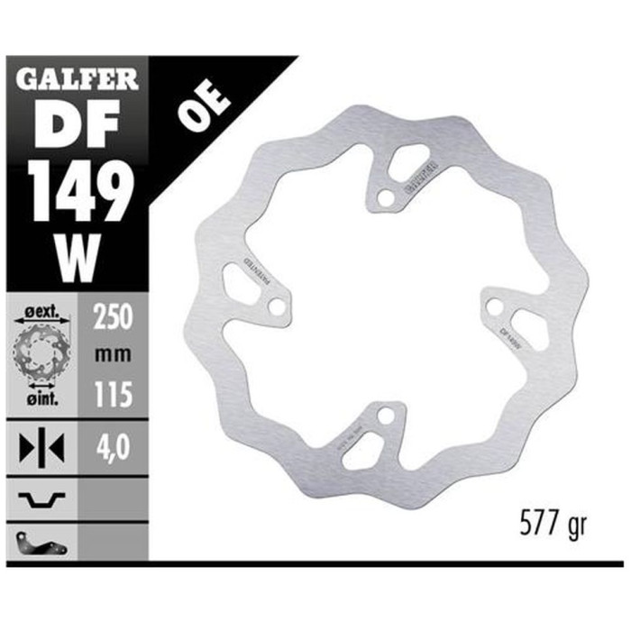 GALFER brake disc rear KAWASAKI KX 250F / X '20-, KX 450F '19- WAVE (250X115X4mm)