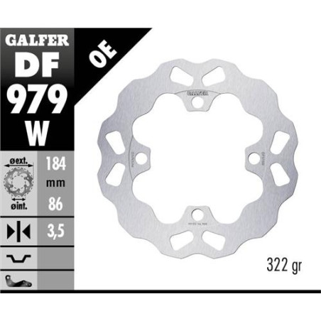 GALFER stabdžių diskas galas YAMAHA YXR 700 RHINO '08- WAVE (184X86X3,5mm)