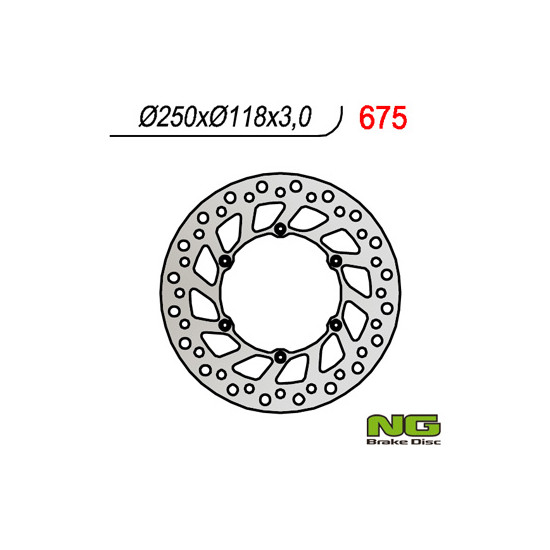 NG brake disc front SUZUKI RM / RMZ 250 / DRZ, YAMAHA YZ / YZF / WR 02-19 (250X118X3) (6X6.5mm) - replaced NG854