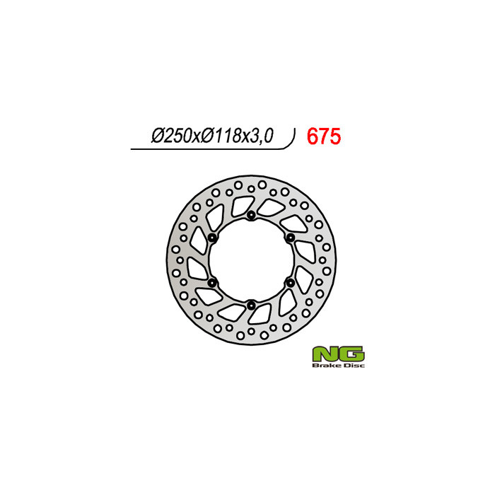 NG brake disc front SUZUKI RM / RMZ 250 / DRZ, YAMAHA YZ / YZF / WR 02-19 (250X118X3) (6X6.5mm) - replaced NG854
