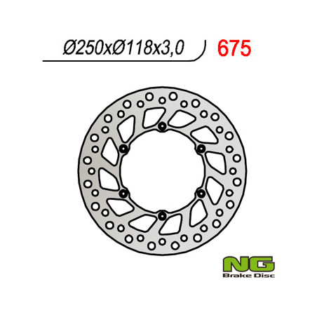 NG brake disc front SUZUKI RM / RMZ 250 / DRZ, YAMAHA YZ / YZF / WR 02-19 (250X118X3) (6X6.5mm) - replaced NG854