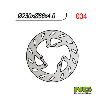 NG stabdžių diskas priekis YAMAHA YZ 125 '86-'87, YZ 490 '85-'87, DT 200 '87, (230X86X4mm) (6X6,5mm)