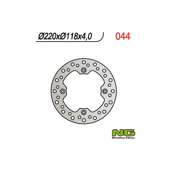 NG brake disc rear SUZUKI DR 350 ''99, DR 250 '96-00, DRZ 250 '01-07, TS 125 '89-'94 (220X118X4mm) (4x10.5mm)