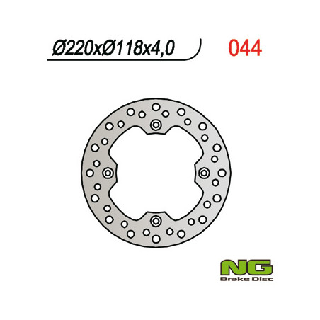NG stabdžių diskas galas SUZUKI DR 350 ''99, DR 250 '96-00, DRZ 250 '01-07, TS 125 '89-'94 (220X118X4mm) (4x10,5mm)