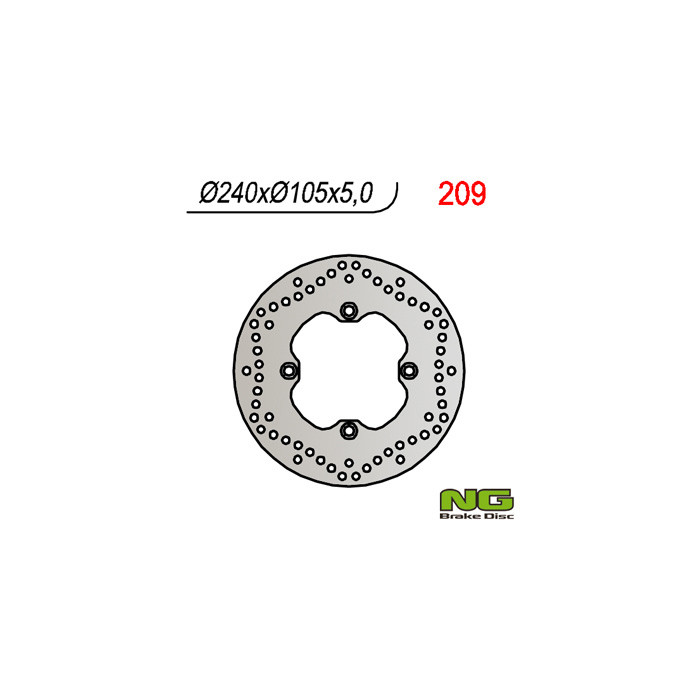 NG brake disc rear HONDA XL 600 / 650 / 700V TRANSALP 91-'99, CB 500 93-03, CB750 92-95 (240X105X5) (4X10,5mm)