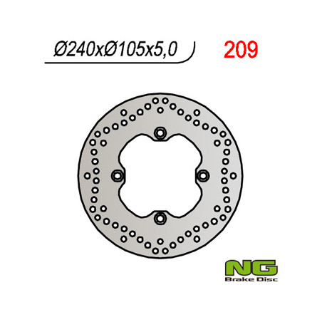 NG stabdžių diskas galas HONDA XL 600 / 650 / 700V TRANSALP 91-'99, CB 500 93-03, CB750 92-95 (240X105X5) (4X10,5mm)