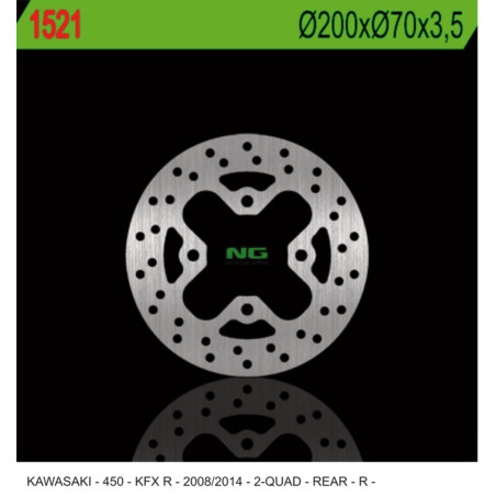 NG stabdžių diskas galas KAWASAKI KFX 450R '08-'14 (200X70X3,5) (4X10,5mm)