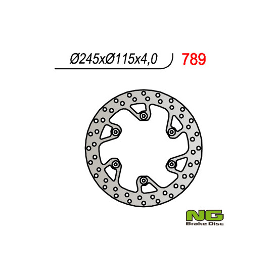 NG brake disc rear YAMAHA YZ 125 / 250 (02-18) YZF / WRF (02-18) SUZUKI RM 125 / 250 '88-'12 (245X115X4)(6X6,5mm)