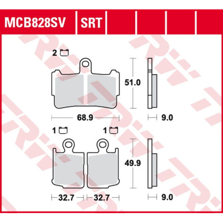 TRW LUCAS ZF stabdžių kaladėlės KH499 / 4 SINTER ROAD / TRACK HONDA VFR 1200F '10-'16 priekis