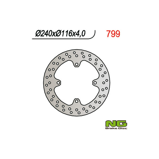 NG brake disc rear KAWASAKI KX 125 / 250 (03-08), KXF 250 (04-19), 450 (05-19), SUZUKI RMZ 250 (04-06) (240X116X4) 4 hole