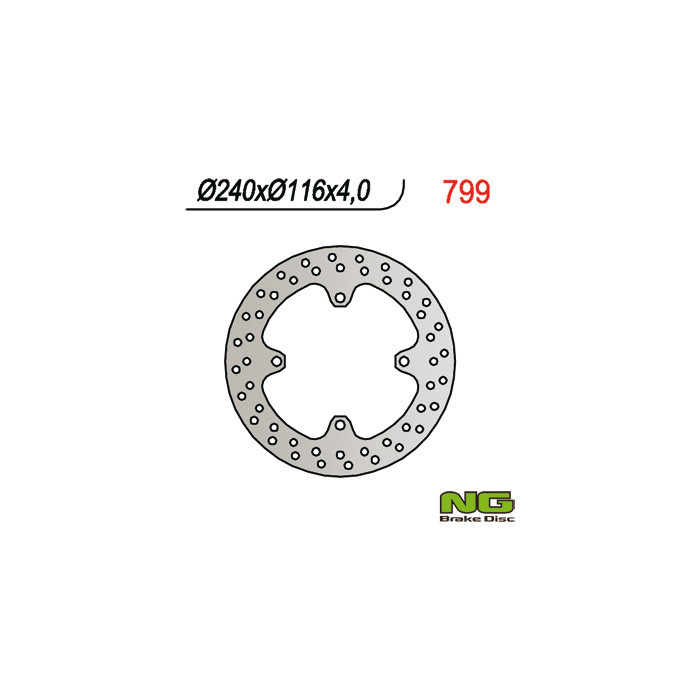 NG brake disc rear KAWASAKI KX 125 / 250 (03-08), KXF 250 (04-19), 450 (05-19), SUZUKI RMZ 250 (04-06) (240X116X4) 4 hole