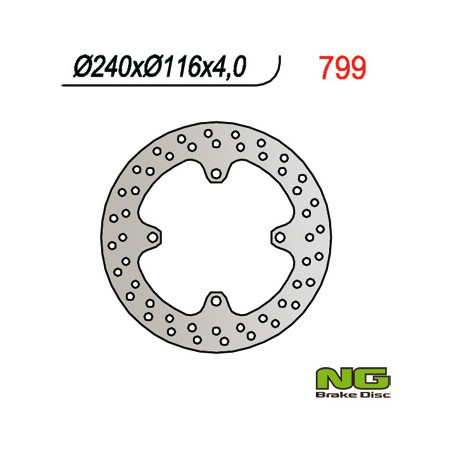 NG brake disc rear KAWASAKI KX 125 / 250 (03-08), KXF 250 (04-19), 450 (05-19), SUZUKI RMZ 250 (04-06) (240X116X4) 4 hole