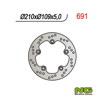 NG stabdžių diskas galas SUZUKI AN 250 98-03, AN 400 98-02 (210x109x5) (5X10,5mm)