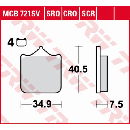 TRW LUCAS ZF brake pads KH604 / 4 SINTER ROAD / TRACK APRILIA RSV 1000 MILE / R '01-'03, RSV 1000R '04-'10, DUCATI 748 /