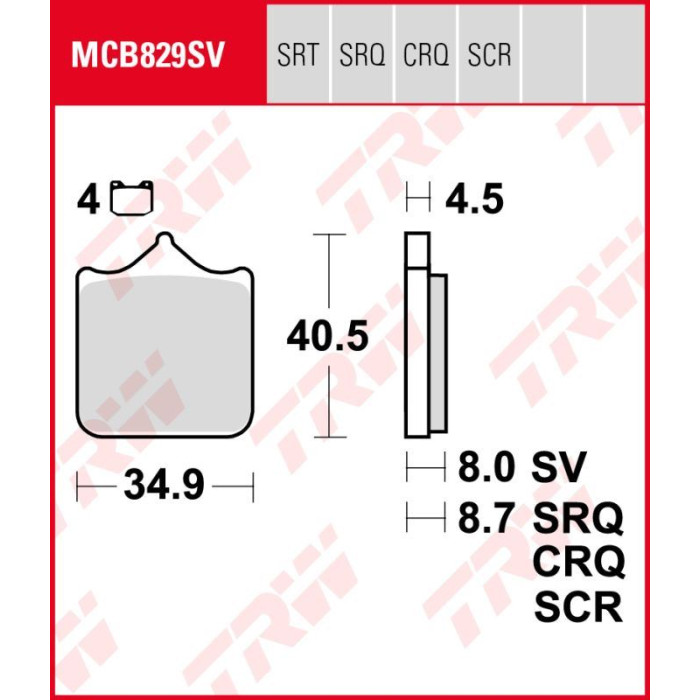 TRW LUCAS ZF stabdžių kaladėlės KH604 / 4 SINTER ROAD / TRACK BMW S 1000RR '09-'18, S 1000R '13-, TRIUMPH SPEED TRIPLE 1050 '09-
